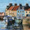 Boats At Pittenweem, Oil Pastel