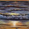 Waves At Sunset, Pastel over Acrylic